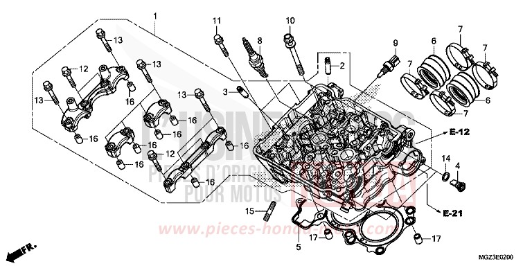 TESTATA per CBR500R ABS PEARL HIMALAYAS WHITE (NHA87) del 2013